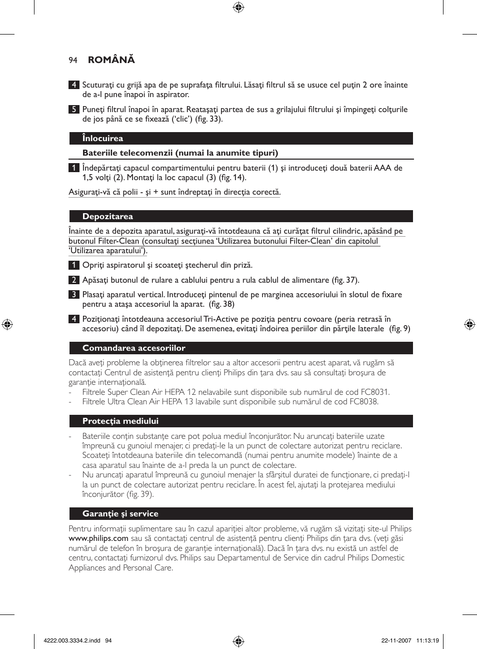 Philips FC9239 User Manual | Page 94 / 156