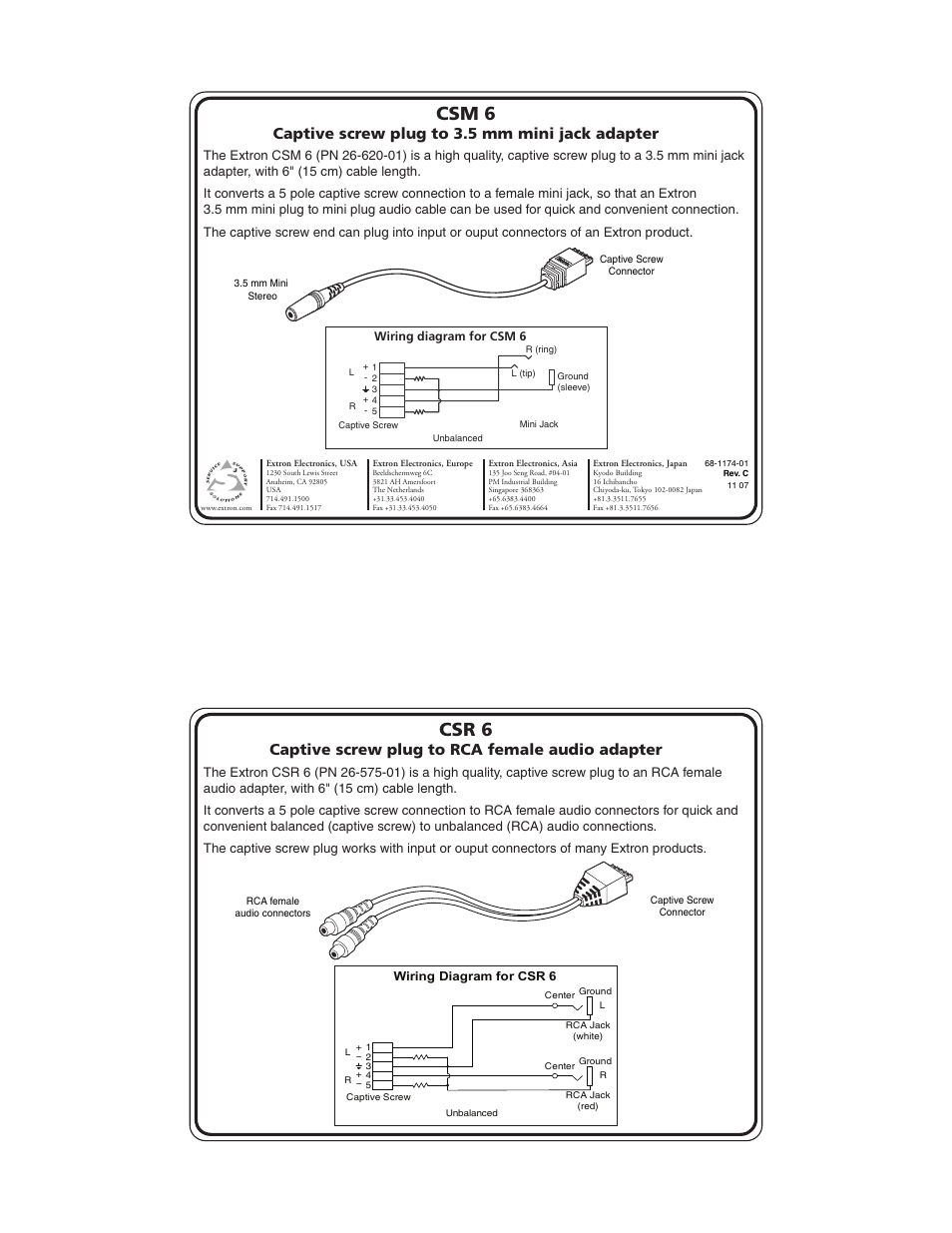 Extron Electronics CSM 6 User Manual | 1 page