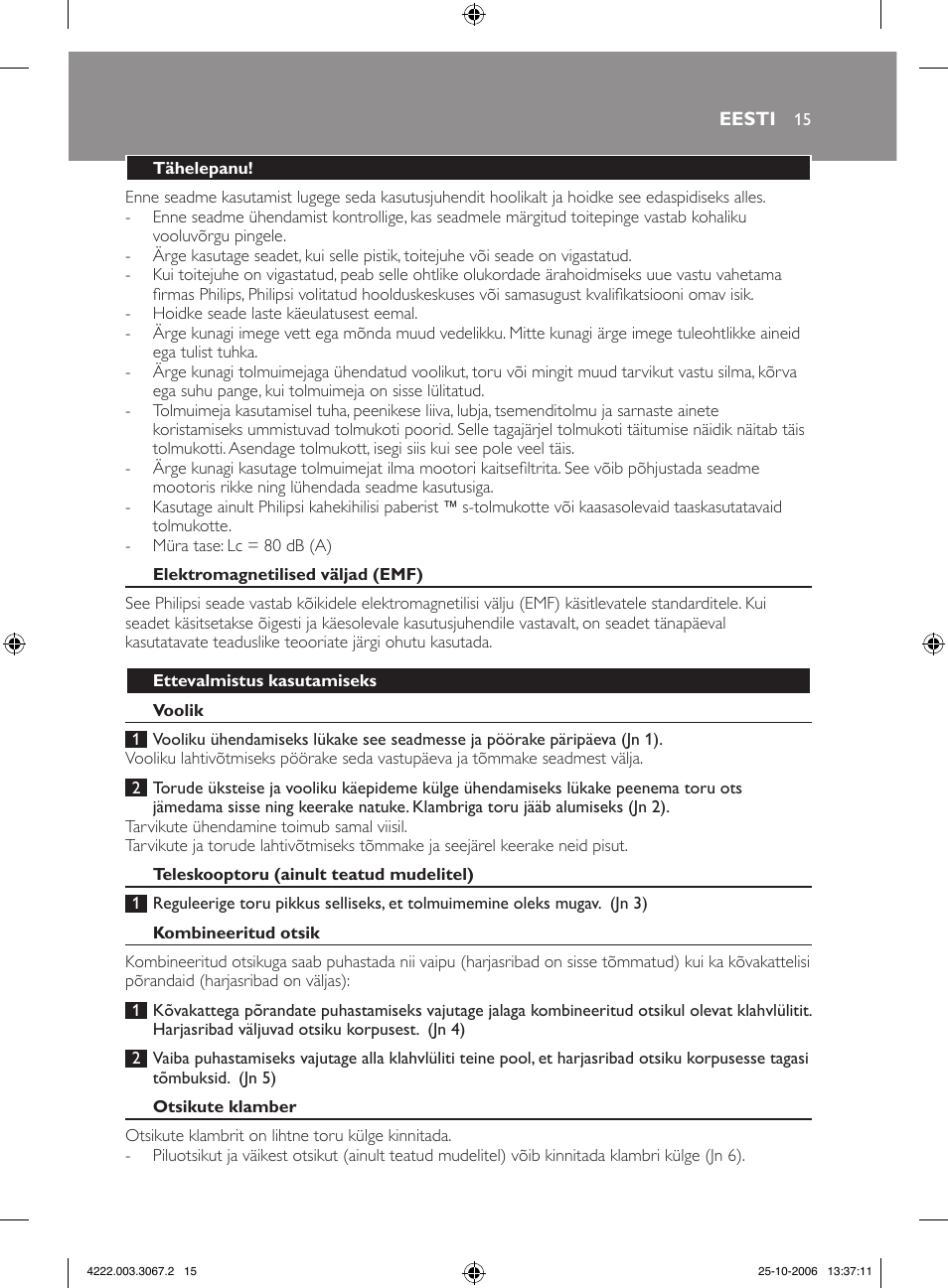 Philips FC8390 User Manual | Page 15 / 62