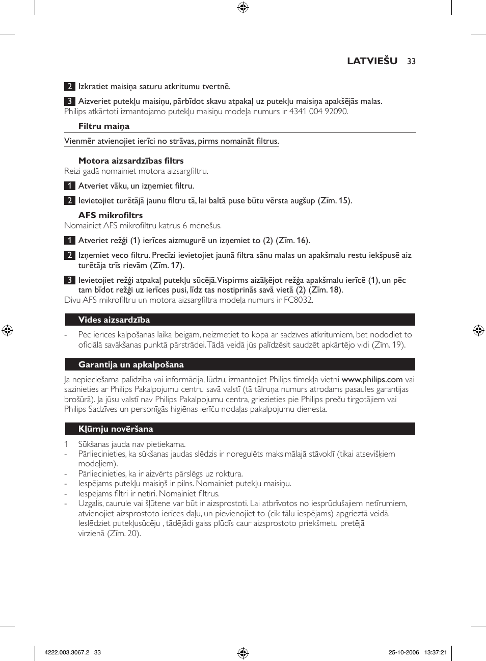 Philips FC8390 User Manual | Page 33 / 62