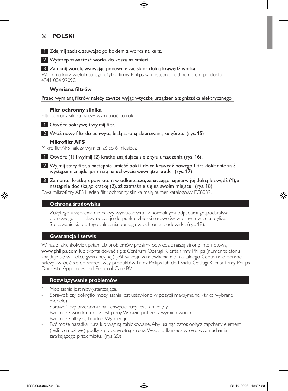 Philips FC8390 User Manual | Page 36 / 62