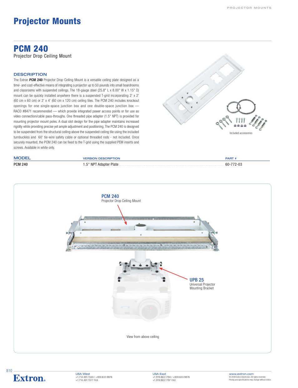 Extron electronic PCM 240 User Manual | 3 pages