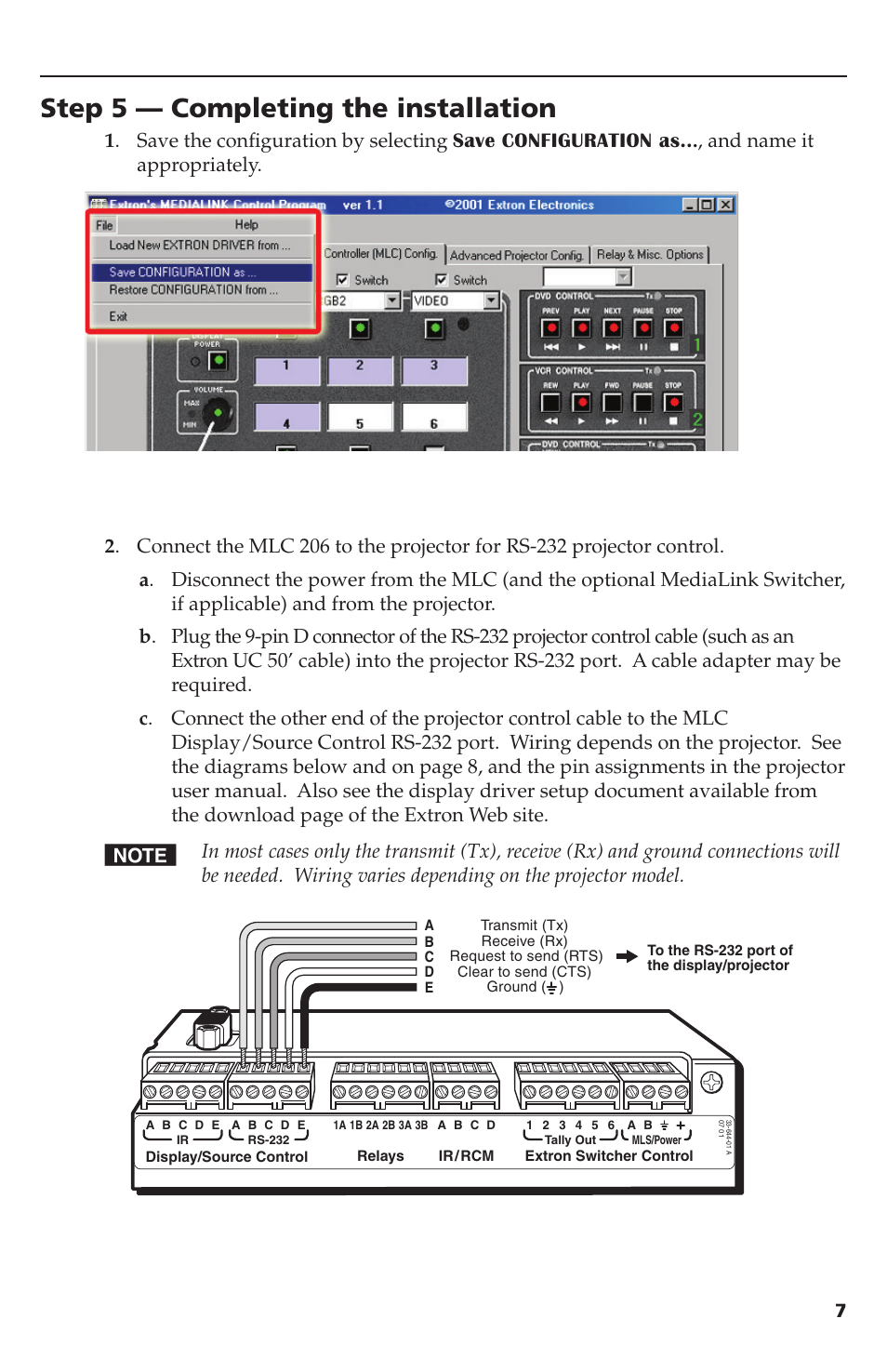 Step 5 — completing the installation | Extron Electronics MLC 206 User Manual | Page 7 / 8