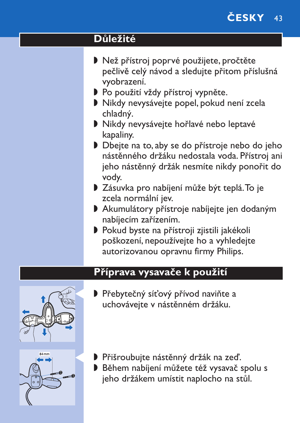 Česky | Philips FC6067 User Manual | Page 43 / 118