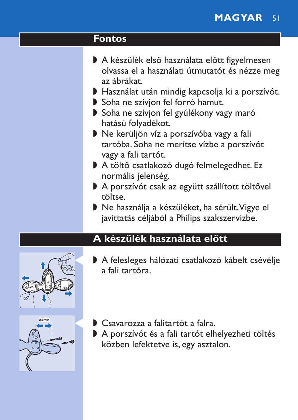 Magyar | Philips FC6067 User Manual | Page 51 / 118