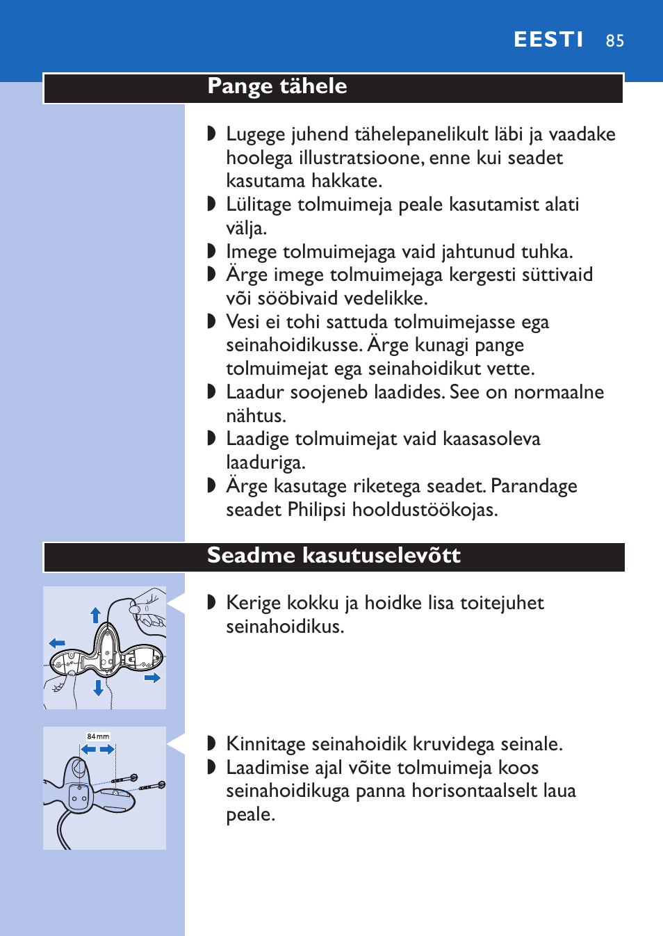 Eesti | Philips FC6067 User Manual | Page 85 / 118