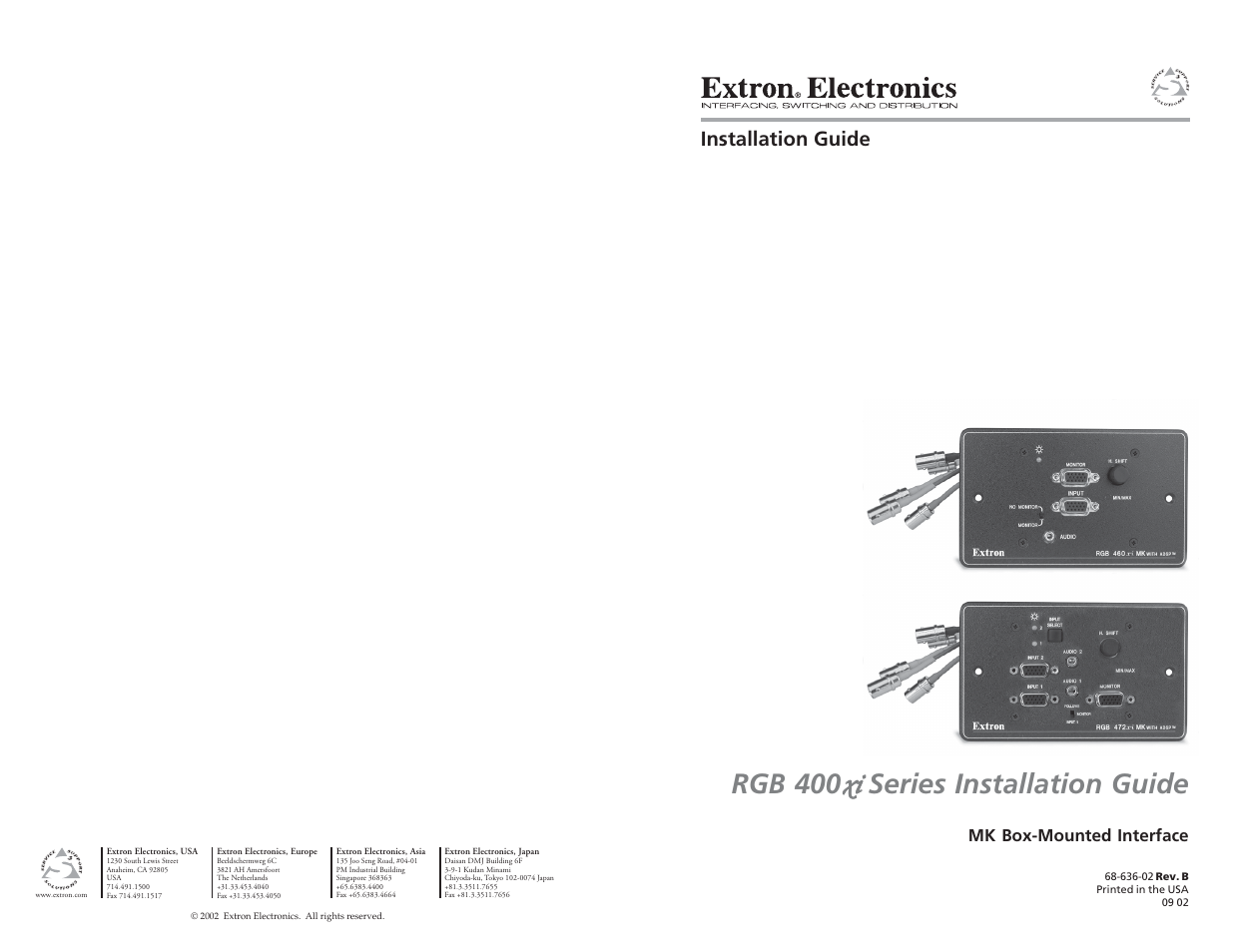 Rgb 400, Series installation guide | Extron Electronics RGB 400xi Series User Manual | Page 11 / 11