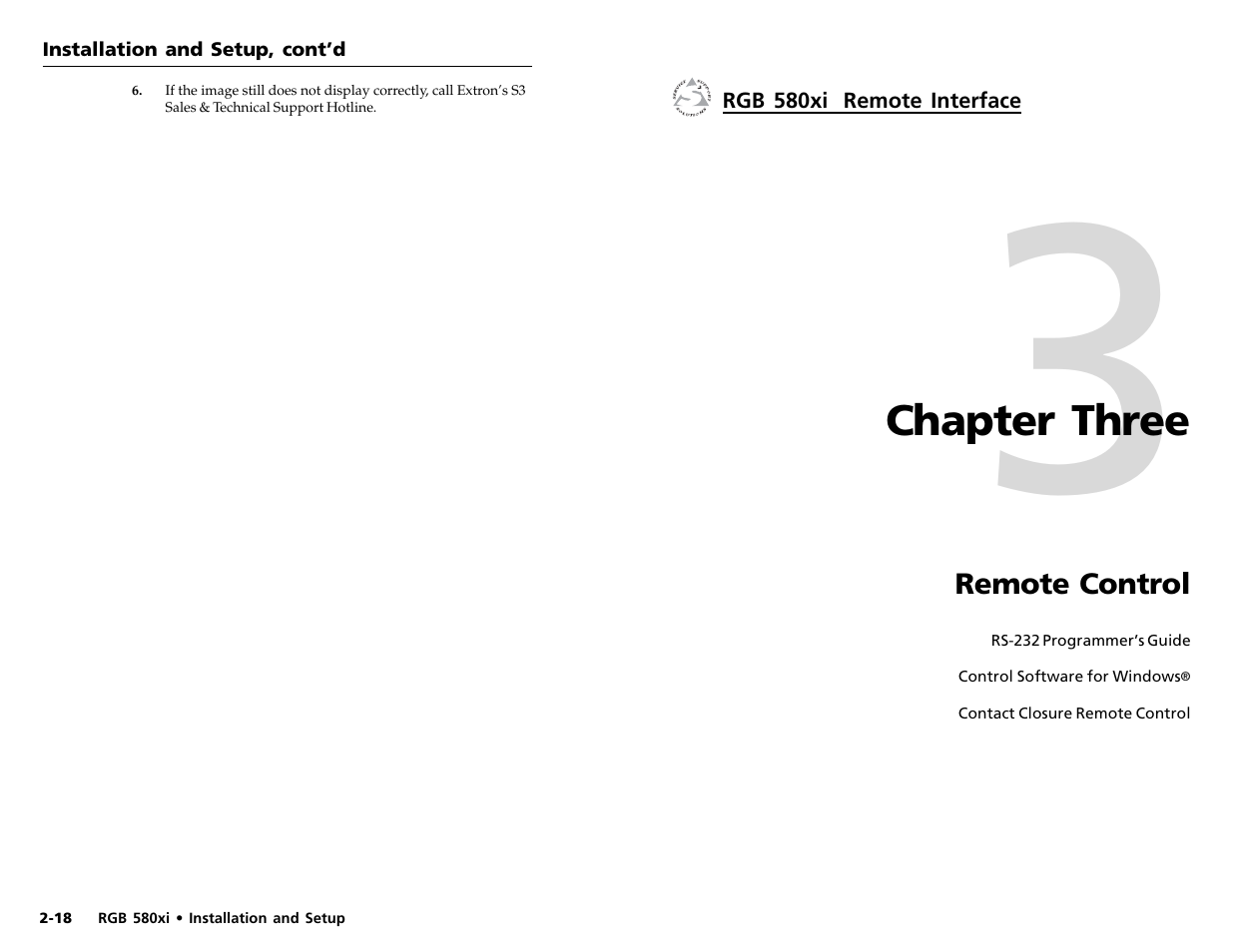 Chapter three - remote control, Chapter 3 • remote control | Extron electronic RGB 580xi User Manual | Page 15 / 23