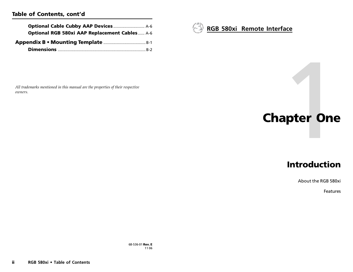 Chapter one - introduction, Chapter 1 • introduction, Chapter one | Extron electronic RGB 580xi User Manual | Page 5 / 23