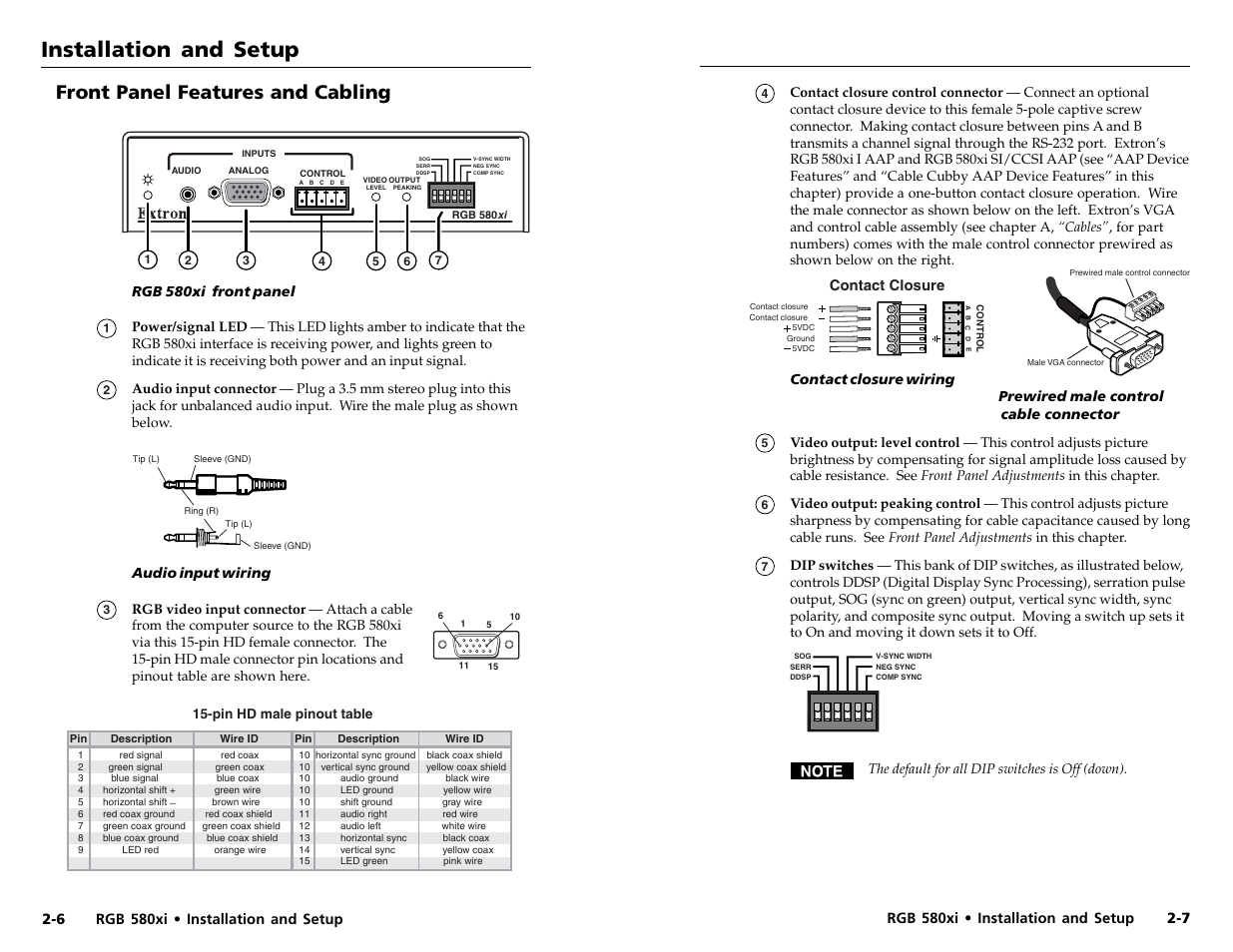 Front panel features and cabling, Installation and setup | Extron electronic RGB 580xi User Manual | Page 9 / 23