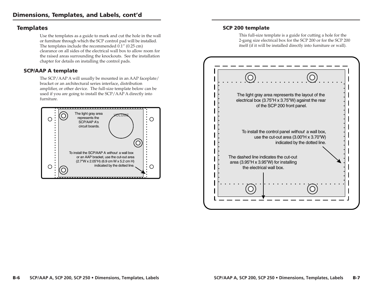 Templates, Dimensions, templates, and labels, cont’d | Extron Electronics SCP_AAP A User Manual | Page 17 / 21