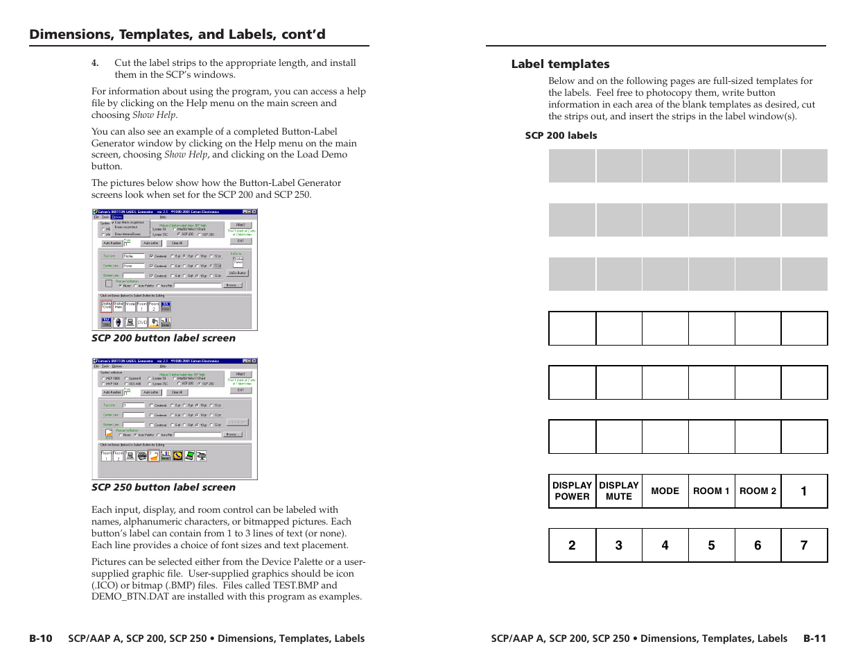 Dimensions, templates, and labels, cont’d | Extron Electronics SCP_AAP A User Manual | Page 19 / 21