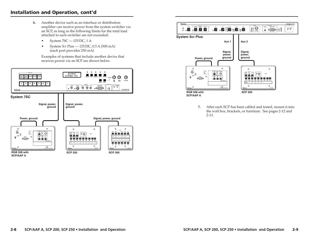 Installation and operation, cont’d, Ir display audio volume power mute mode max/ min | Extron Electronics SCP_AAP A User Manual | Page 9 / 21