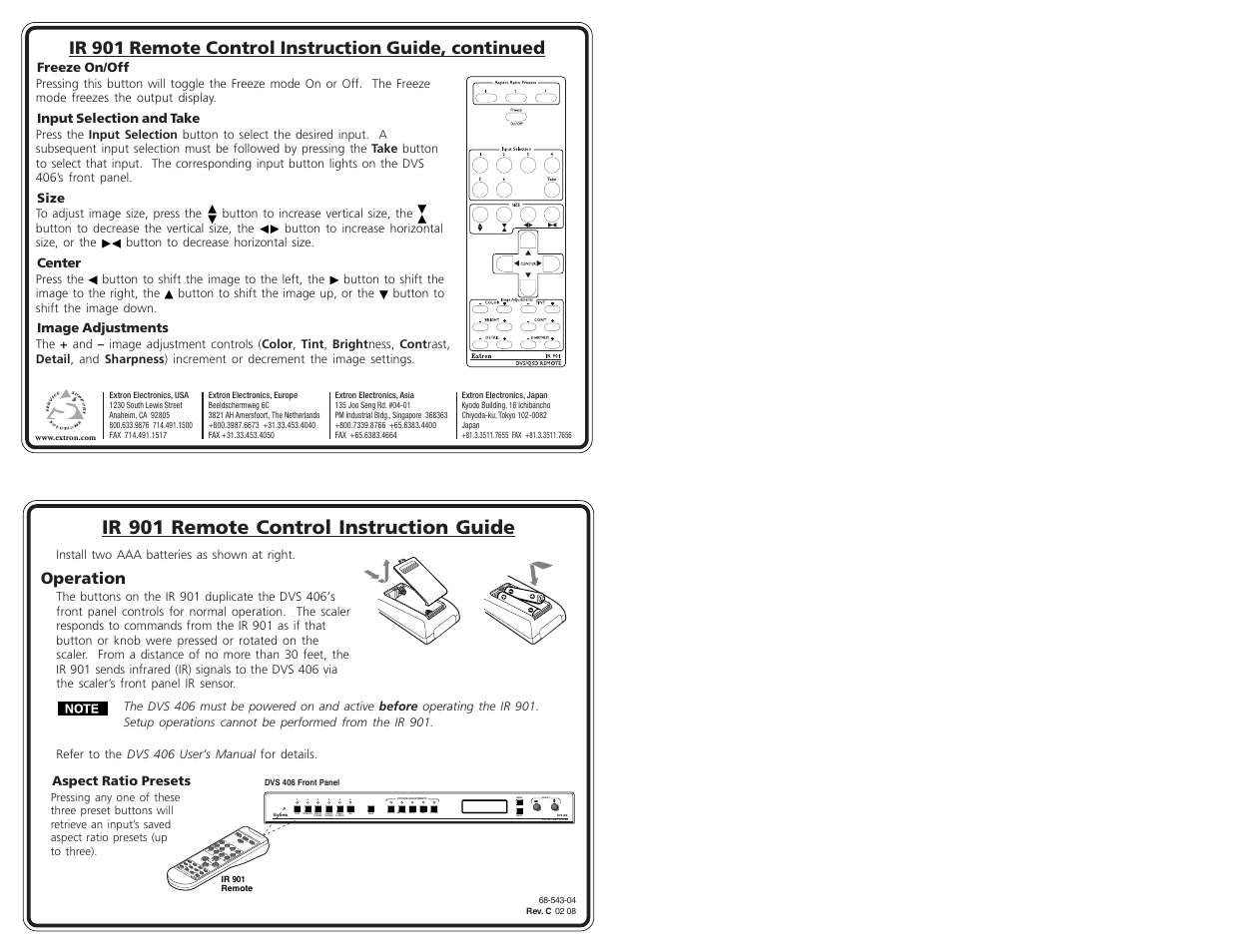 Extron Electronics IR 901 User Manual | 1 page