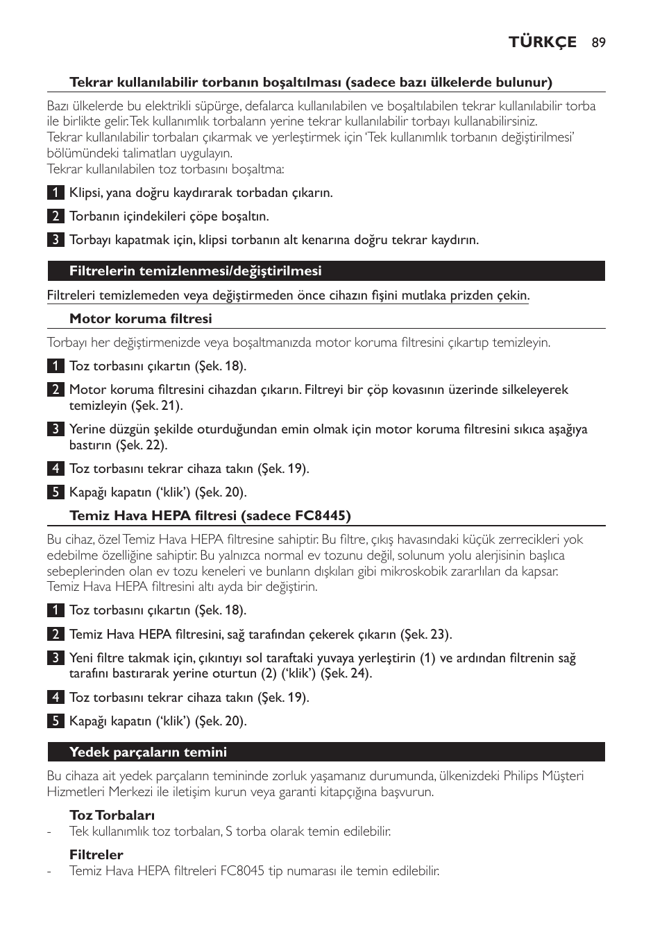 Philips FC8440 User Manual | Page 89 / 104