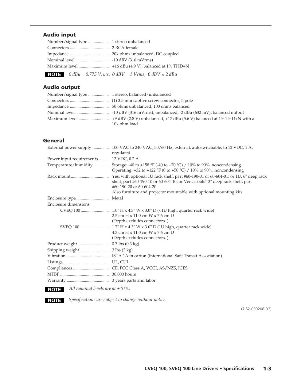 Extron electronic Video and Audio Line Drivers with Gain and EquaLization SVEQ 100 User Manual | Page 2 / 2