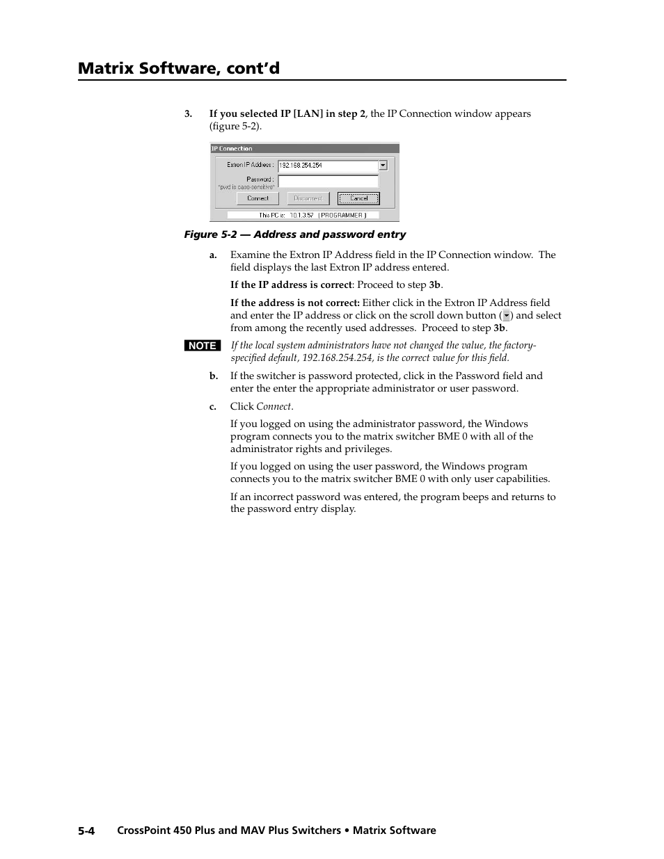 Preliminar y, Matrix software, cont’d | Extron electronic MAV Plus User Manual | Page 108 / 172