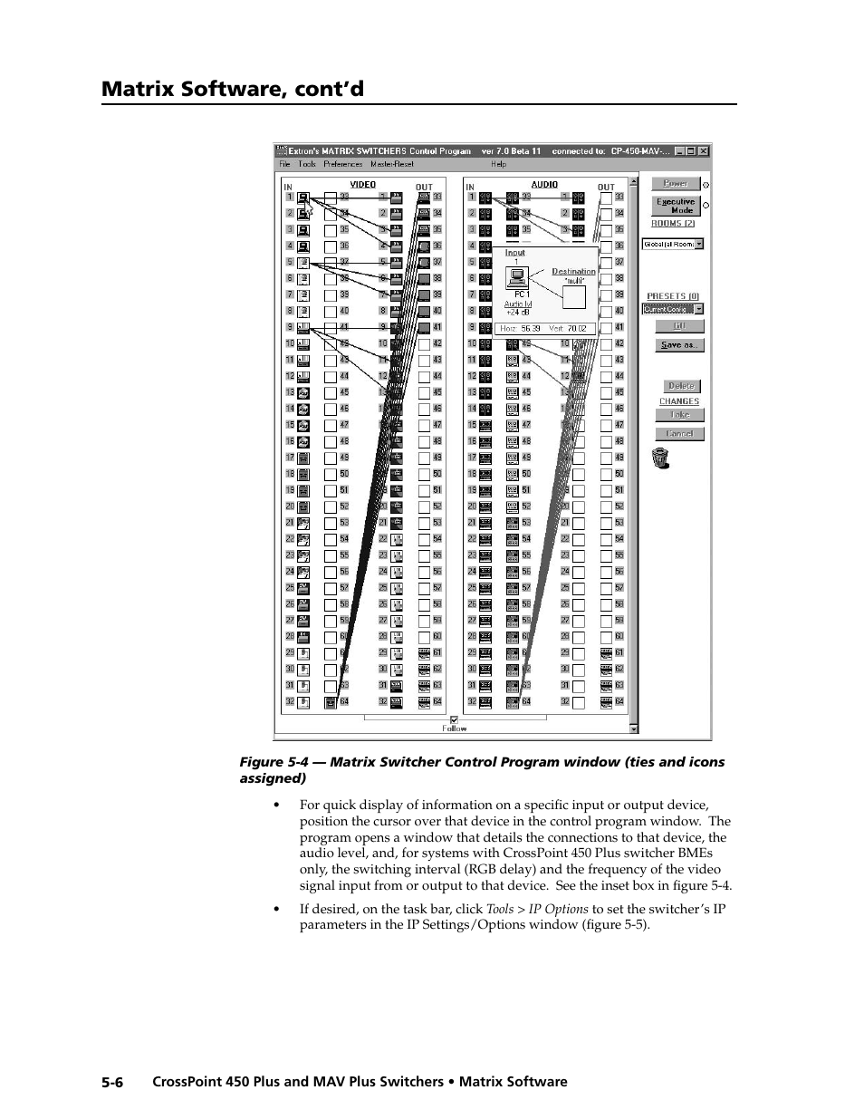 Preliminar y, Matrix software, cont’d | Extron electronic MAV Plus User Manual | Page 110 / 172