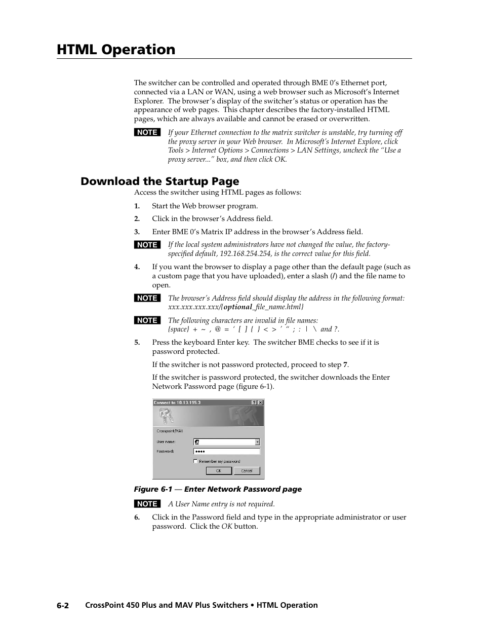 Preliminar y, Html operation, Download the startup page | Extron electronic MAV Plus User Manual | Page 126 / 172