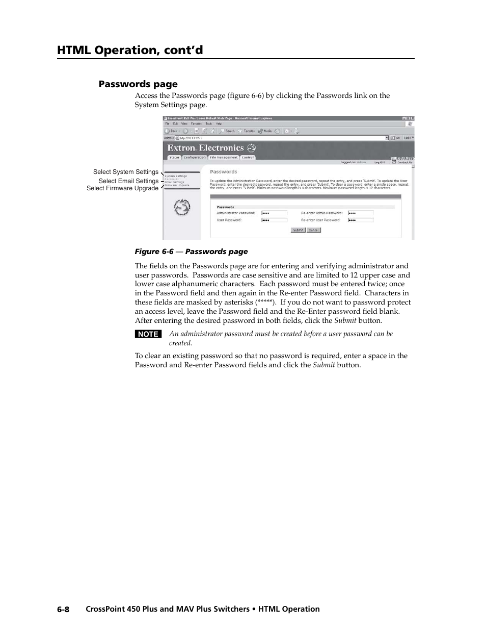 Preliminar y, Html operation, cont’d | Extron electronic MAV Plus User Manual | Page 132 / 172