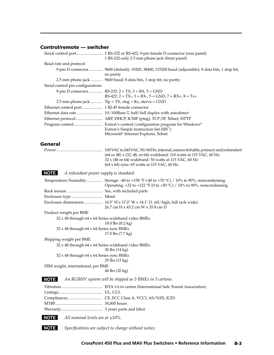 Preliminar y | Extron electronic MAV Plus User Manual | Page 157 / 172