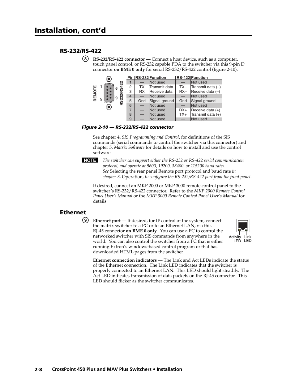 Preliminar y, Installation, cont’d | Extron electronic MAV Plus User Manual | Page 26 / 172