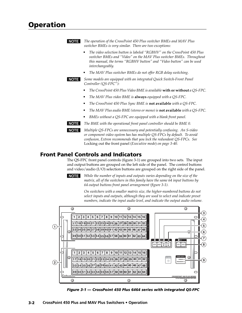 Preliminar y, Operation, Front panel controls and indicators | Extron electronic MAV Plus User Manual | Page 32 / 172