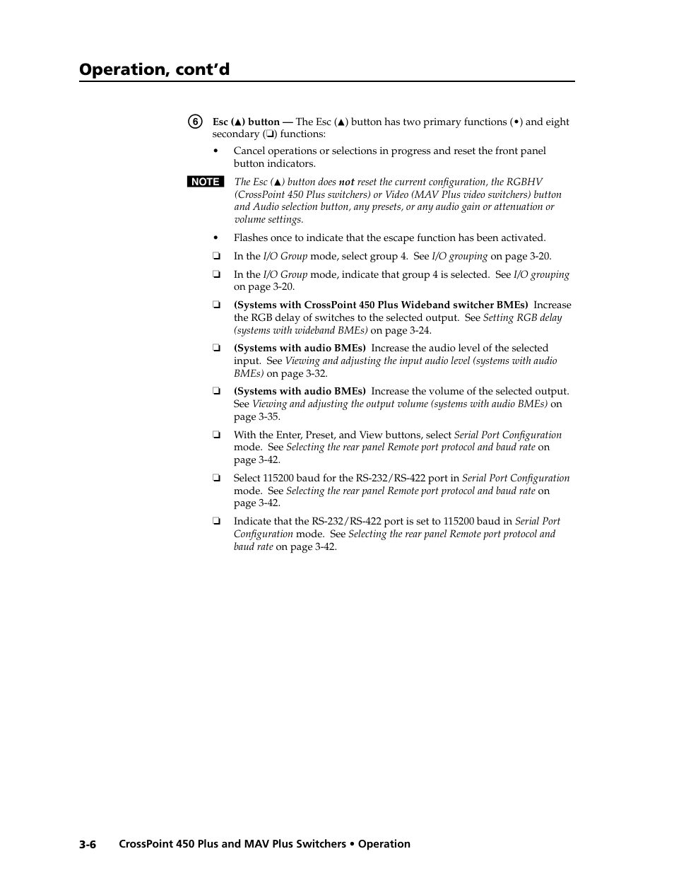 Preliminar y, Operation, cont’d | Extron electronic MAV Plus User Manual | Page 36 / 172