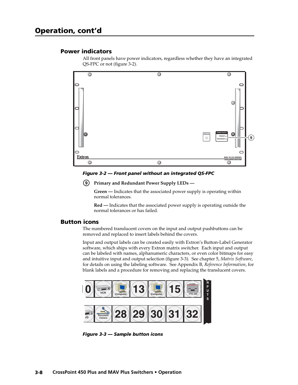 Preliminar y, Operation, cont’d | Extron electronic MAV Plus User Manual | Page 38 / 172