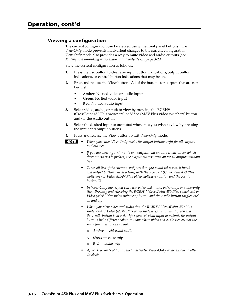 Preliminar y, Operation, cont’d | Extron electronic MAV Plus User Manual | Page 46 / 172