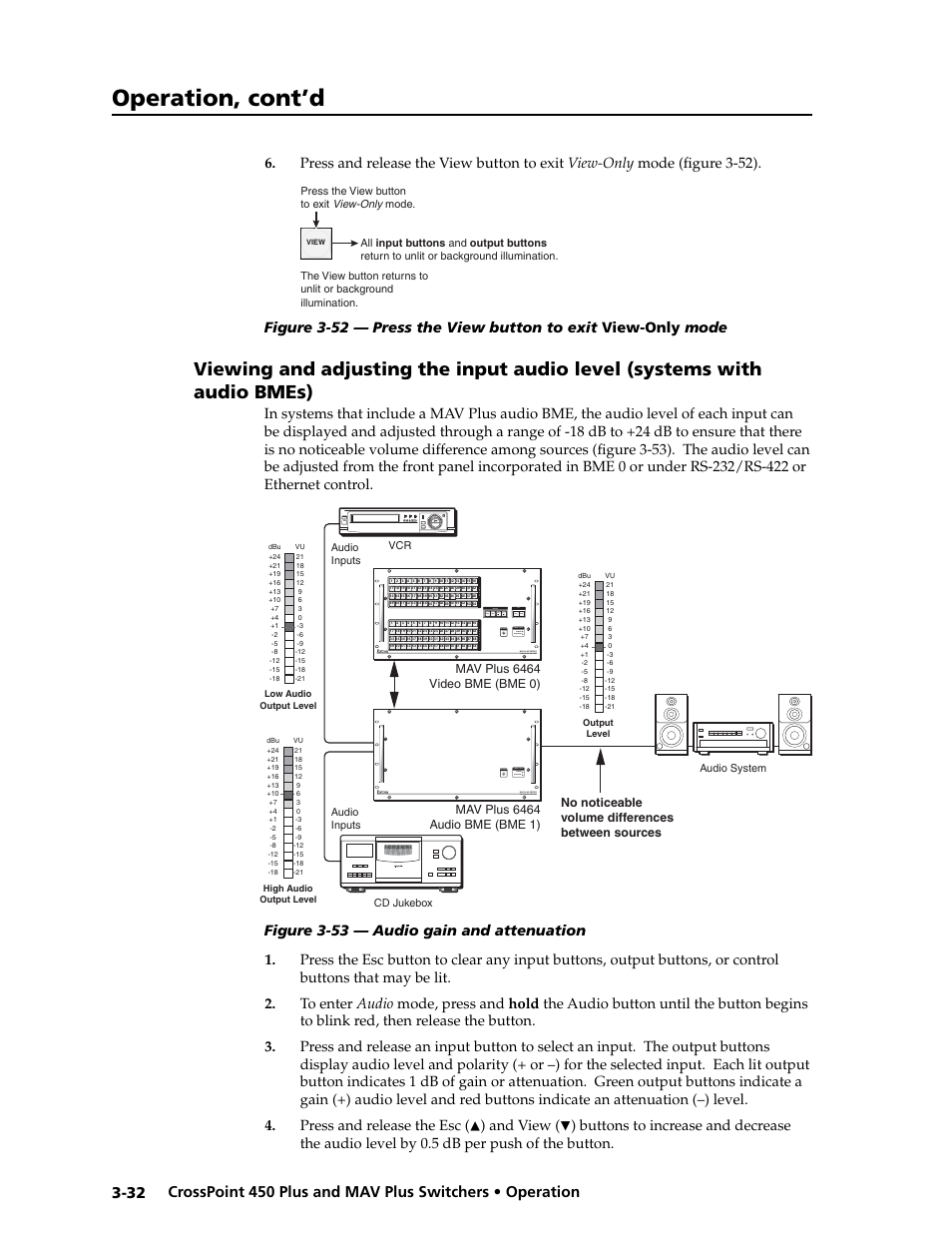 Preliminar y, Operation, cont’d, Enter preset view esc audio video | And view | Extron electronic MAV Plus User Manual | Page 62 / 172