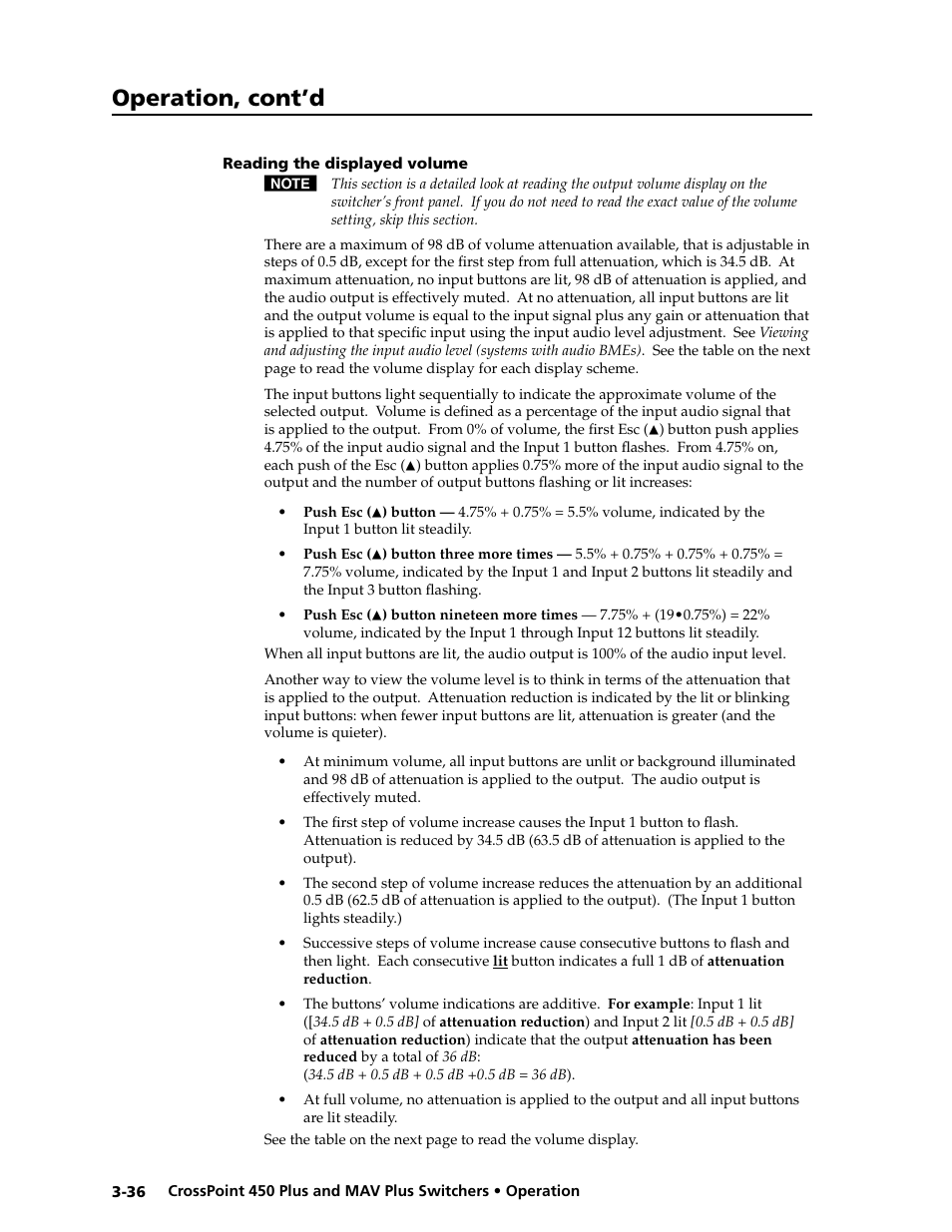 Preliminar y, Operation, cont’d | Extron electronic MAV Plus User Manual | Page 66 / 172