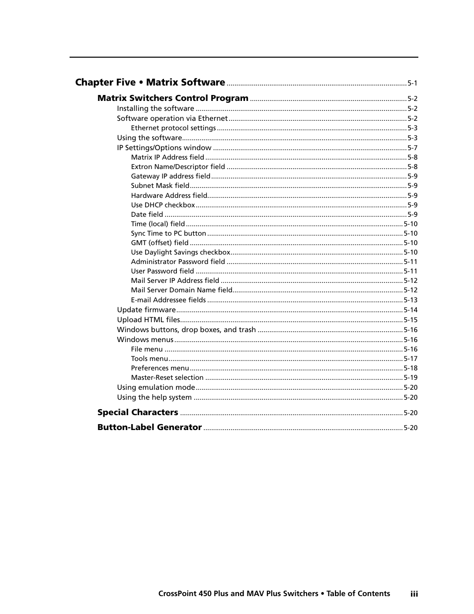 Preliminar y | Extron electronic MAV Plus User Manual | Page 7 / 172