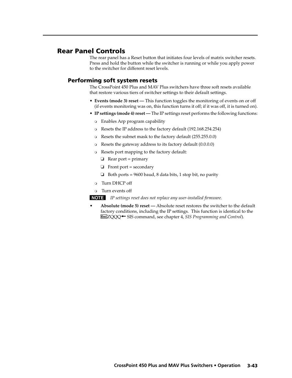 Preliminar y, Rear panel controls | Extron electronic MAV Plus User Manual | Page 73 / 172