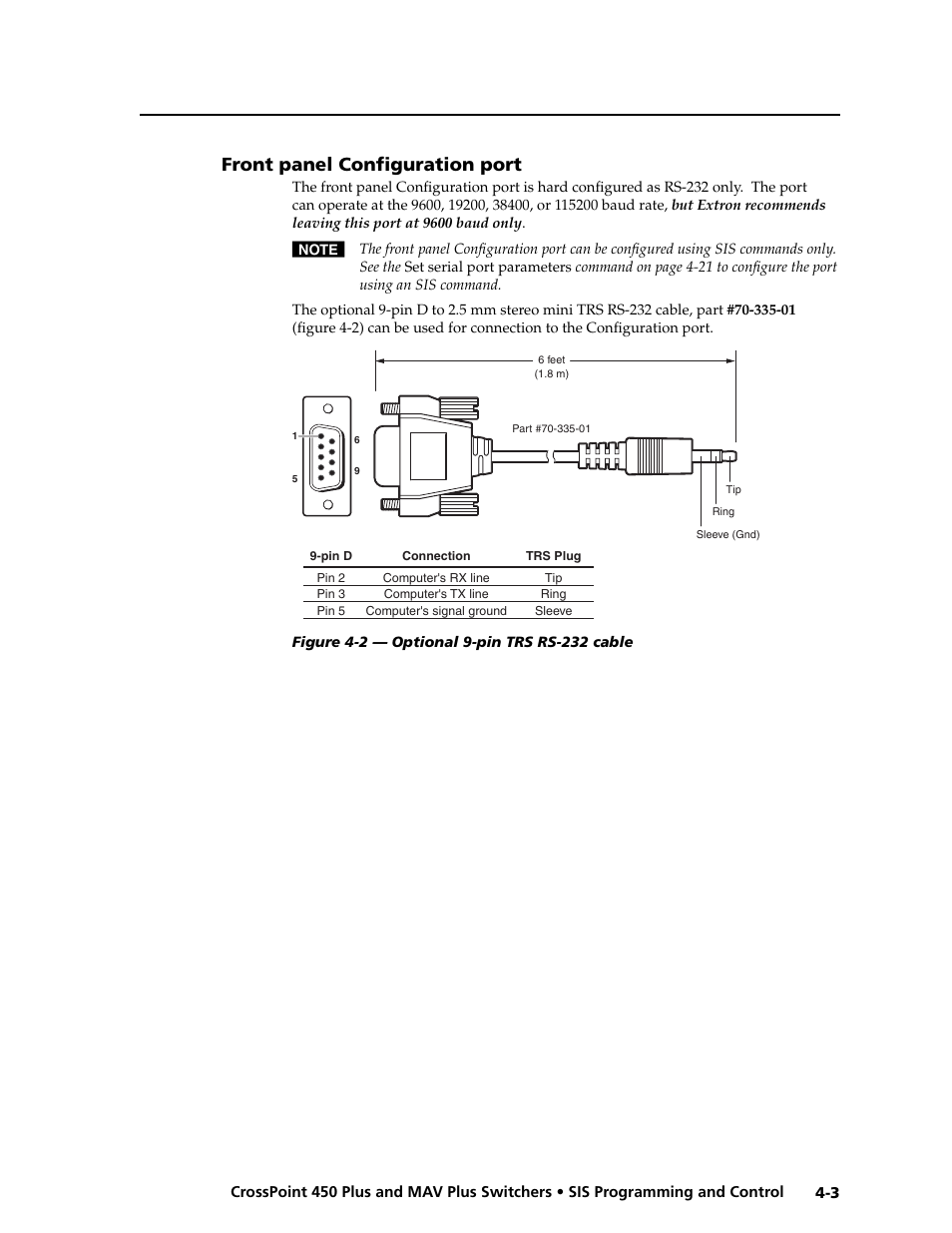 Preliminar y, Front panel confi guration port | Extron electronic MAV Plus User Manual | Page 85 / 172