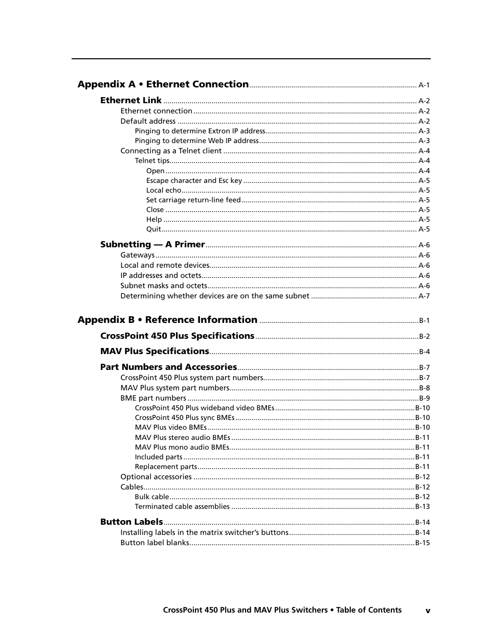 Preliminar y | Extron electronic MAV Plus User Manual | Page 9 / 172