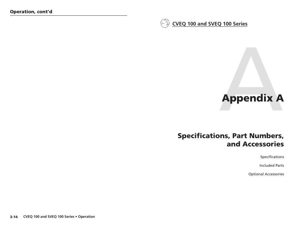 Appendix a, Specifications, part numbers, and accessories, Appendix a • specifications, part numbers, and | Accessories | Extron Electronics CVEQ 100 Series User Manual | Page 23 / 31