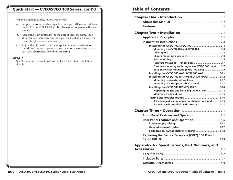 Extron Electronics CVEQ 100 Series User Manual | Page 5 / 31