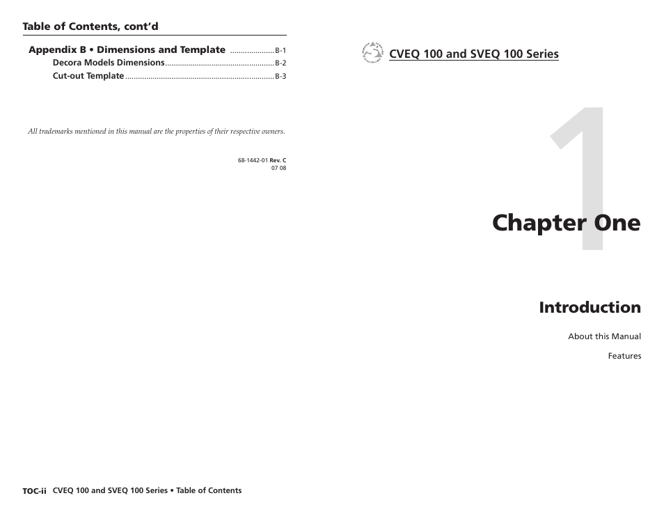 Chapter one, Introduction, Chapter one • introduction | Extron Electronics CVEQ 100 Series User Manual | Page 6 / 31