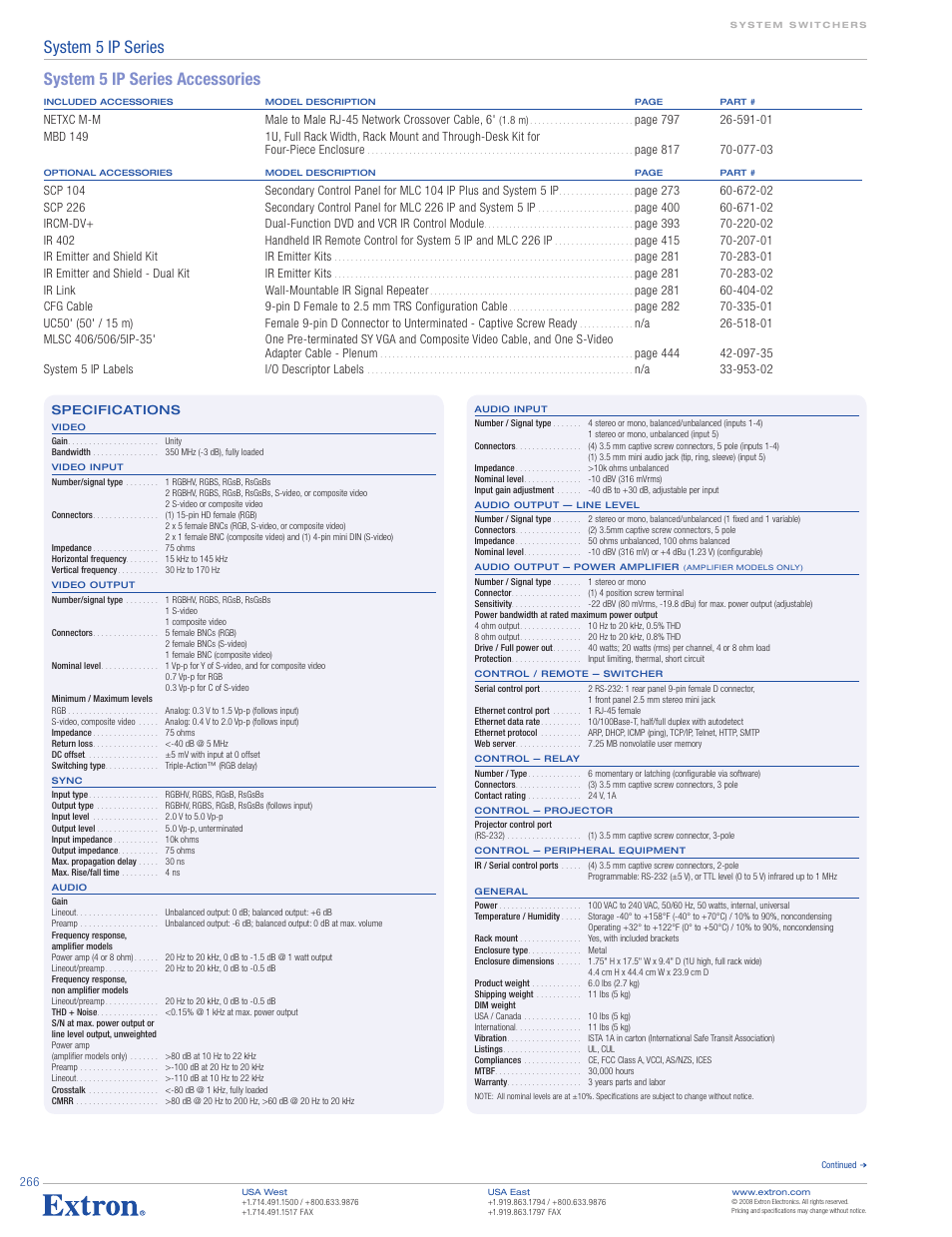 System 5 ip series, System 5 ip series accessories | Extron electronic System 5 IP Series User Manual | Page 3 / 3