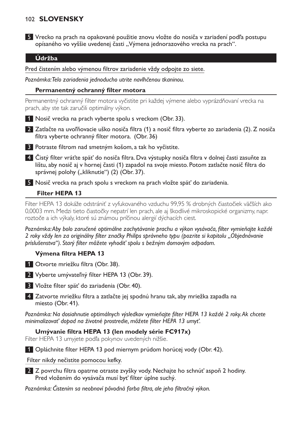 Philips FC9160 User Manual | Page 102 / 144