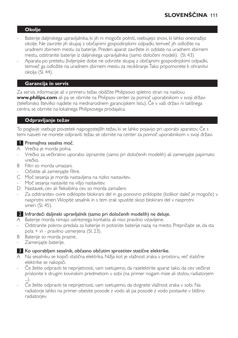 Philips FC9160 User Manual | Page 111 / 144