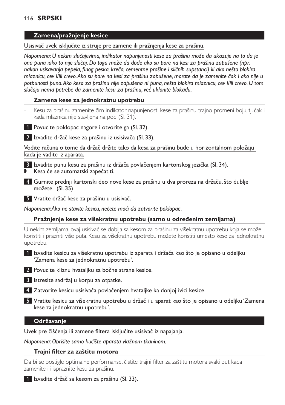 Philips FC9160 User Manual | Page 116 / 144