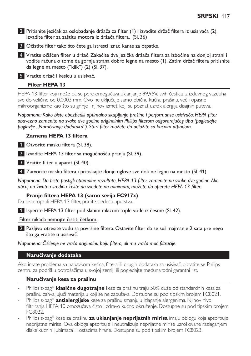Philips FC9160 User Manual | Page 117 / 144