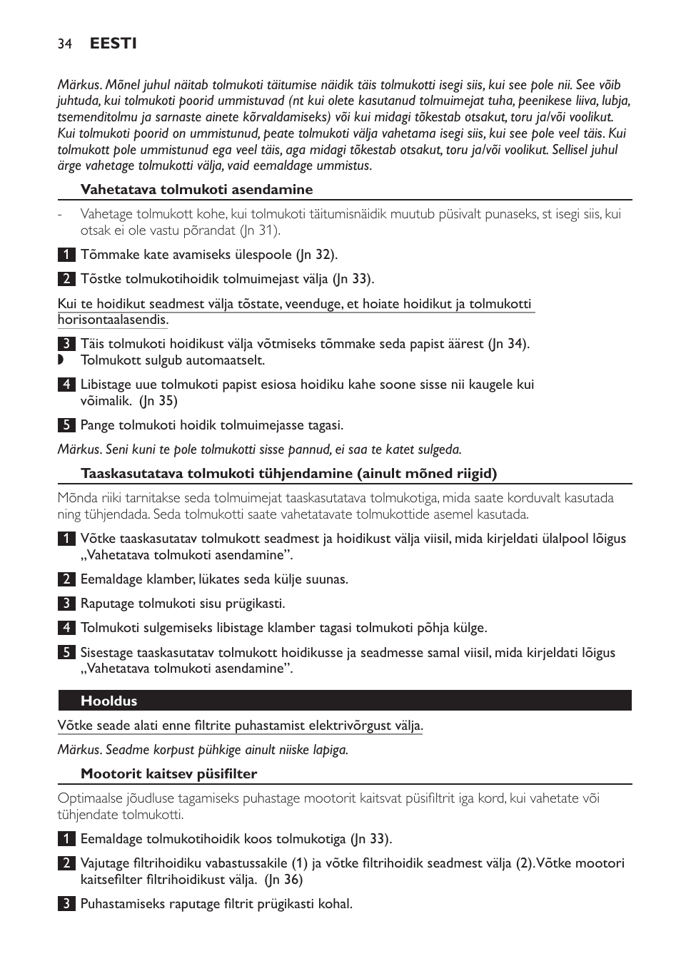 Philips FC9160 User Manual | Page 34 / 144