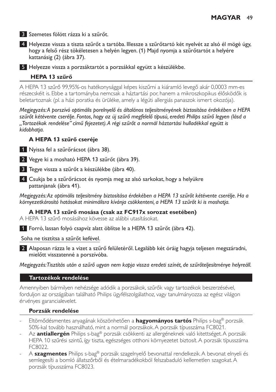 Philips FC9160 User Manual | Page 49 / 144