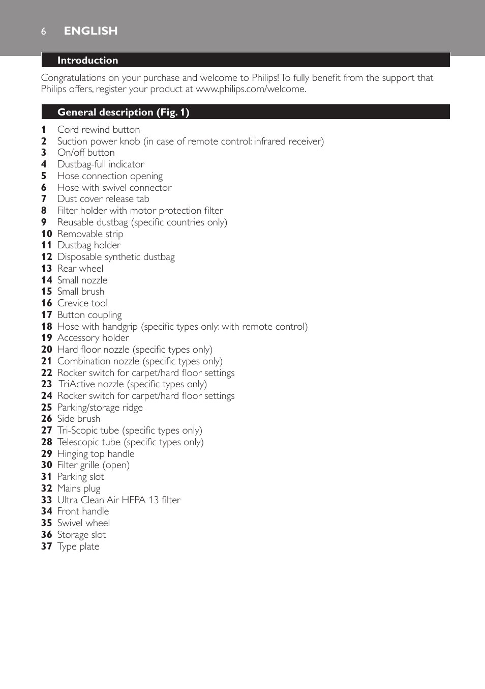 English | Philips FC9160 User Manual | Page 6 / 144