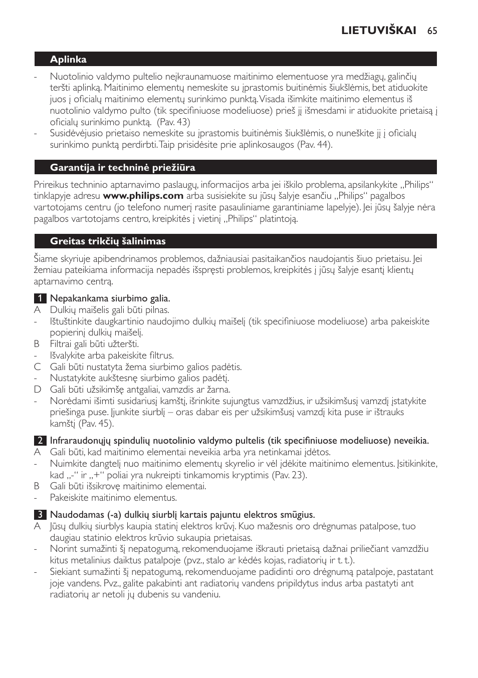 Philips FC9160 User Manual | Page 65 / 144