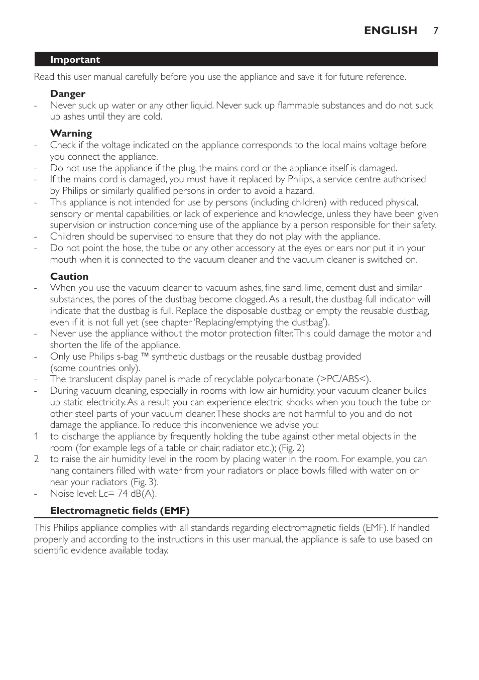 Philips FC9160 User Manual | Page 7 / 144