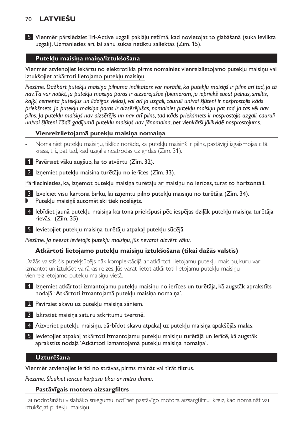 Philips FC9160 User Manual | Page 70 / 144